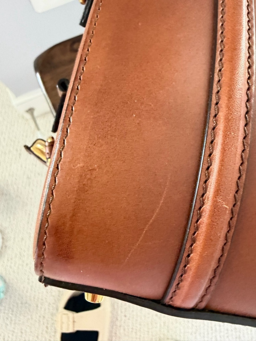 Rare Authentic Burberry Alchester Small Tan Leather Bowler Bag - Picture 11 of 15